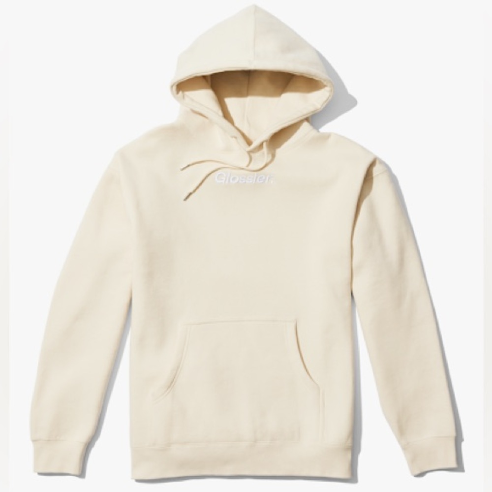 NWT Glossier Embroidered Cream Hoodie